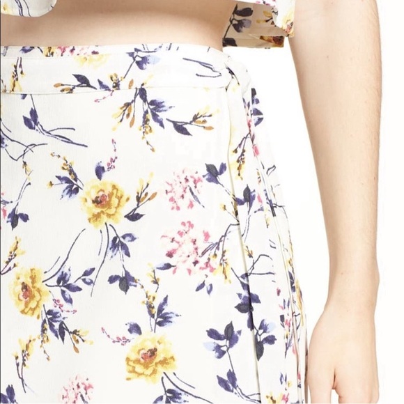 Ten Sixty Sherman Wrap Maxi Skirt Women's Size L Ivory Floral Side Tie Lined - Picture 9 of 9